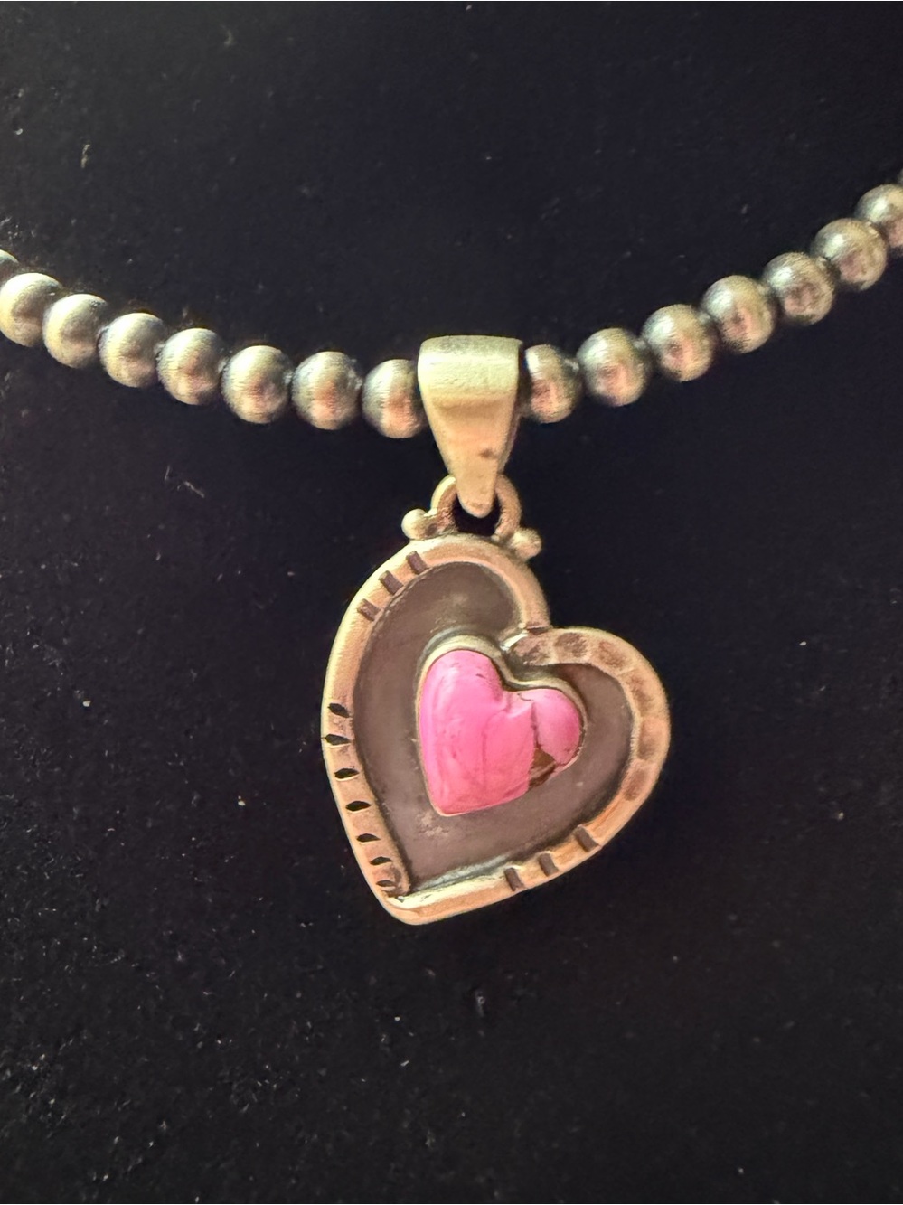 Sterling Silver Heart Pendant with Cotton Candy Pink Stone